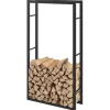 [en.casa]® Brændeholder - brændestativ - 80x150x25cm - stål - sort