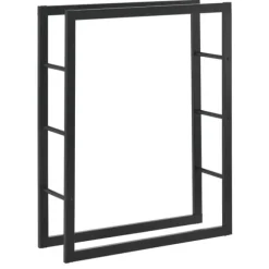 [en.casa]® Brændeholder - brændestativ - 80x100x25cm - stål - sort