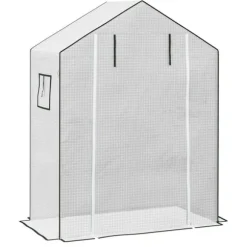 Erstatningsfolie PE 140x73x190 cm, UV-beskyttelse, rulleport & sidevinduer – til drivhus/tomathus, hvid