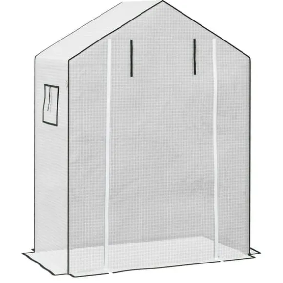 Erstatningsfolie PE 140x73x190 cm, UV-beskyttelse, rulleport & sidevinduer – til drivhus/tomathus, hvid