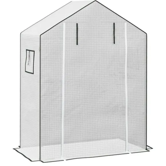 Erstatningsfolie PE 140x73x190 cm, UV-beskyttelse, rulleport & sidevinduer – til drivhus/tomathus, hvid