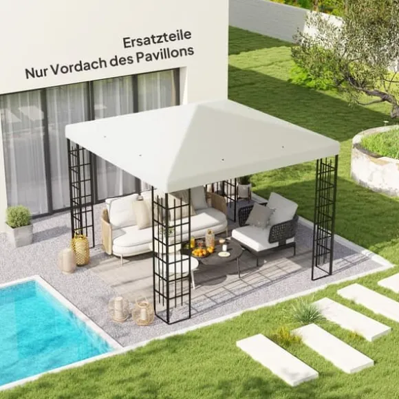 Erstatningstag til pavillon 3x3 m, vandtæt, oxford 370 g/m², lysegrå