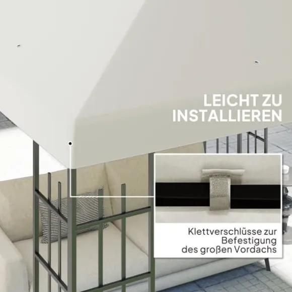 Erstatningstag til pavillon 3x3 m, vandtæt, oxford 370 g/m², lysegrå