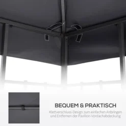 Erstatningstag 3x3 m til metalpavillon, vejrbestandigt polyester, mørkegrå