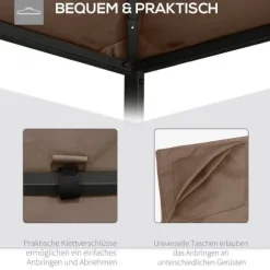 Erstatningstag 2,93x2,93 m til pavillon, polyester, kaffe