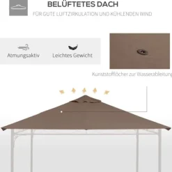 Erstatningstag 2,93x2,93 m til pavillon, polyester, kaffe