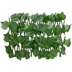 Espalier med kunstige vinblade - Udvideligt hegn | Størrelse: 180x20 cm | Farve: Grøn