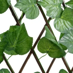 Espalier med kunstige vinblade - Udvideligt hegn | Størrelse: 180x20 cm | Farve: Grøn