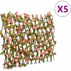 Espalierer med kunstig vedbend - Udvideligt hegn | Farve: Pink | Størrelse: 180x60 cm