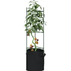 Espalierer med planteposer 4 stk - Justerbare tomatstativ i stål | Højde: 116 cm