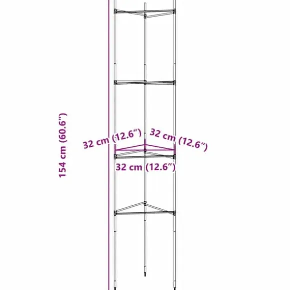 Espalierer til tomater - Justerbare stålstøtter, 6 stk. | Højde: 154 cm | Materiale: PP