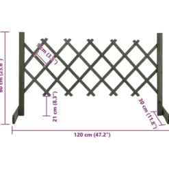 Espalierhegn i massivt fyrretræ - Udvideligt havehegn | Størrelse: 120x60 cm | Farve: Grå