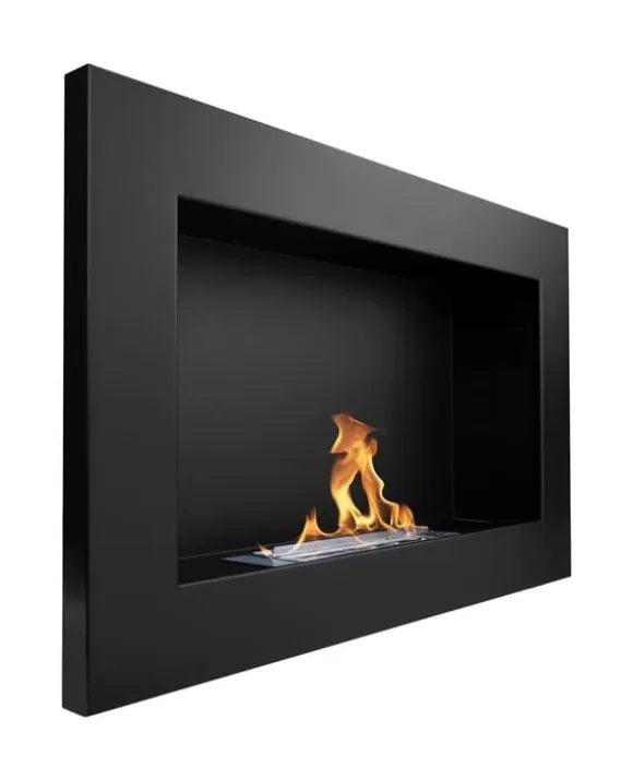 Ethanol Komfur Bioethanol Vægmonteret Bio Komfur 65 x 40 x 12 cm Mat Sort Bio Kedel Miljøvenlig Bio Komfur