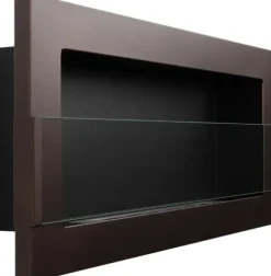 Ethanol pejs Biopejse Hængende pejs brun med glas med bioethanolbrænder 90 cm x 40 cm x 12 cm Miljøvenlig pejs