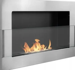 Ethanol pejs med glas pejse Bio-pejs hængende Bio pejs Bioethanol brænder 65 x 40 x 12 cm INOX økologisk pejs