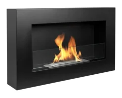 Ethanol pejs med glas pejse Bio pejs hængende bio pejs Bioethanol brænder 65 cm x 40 cm x 12 cm BOX Mat sort økologisk pejs