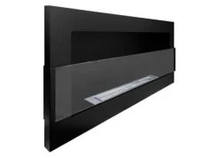 Ethanol pejs Pejs Bio-pejs Hængende biopejs sort med glas Bioethanolbrænder 90 cm x 40 cm x 12 cm økologisk pejs