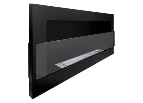 Ethanol pejs Pejs Bio-pejs Hængende biopejs sort med glas Bioethanolbrænder 90 cm x 40 cm x 12 cm økologisk pejs