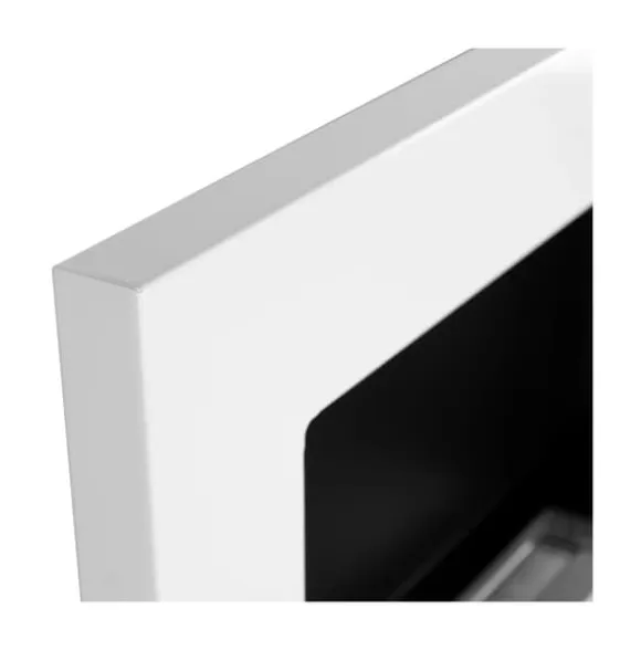 Ethanol pejs Pejs Bio-pejs Vægmonteret biopejs Bioethanolbrænder 65 x 40 x 12 cm hvid blank med glas økologisk pejs