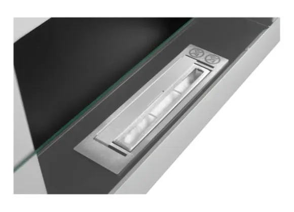 Ethanol pejs Pejs Bio-pejs Vægmonteret biopejs Bioethanolbrænder 65 x 40 x 12 cm hvid blank med glas økologisk pejs