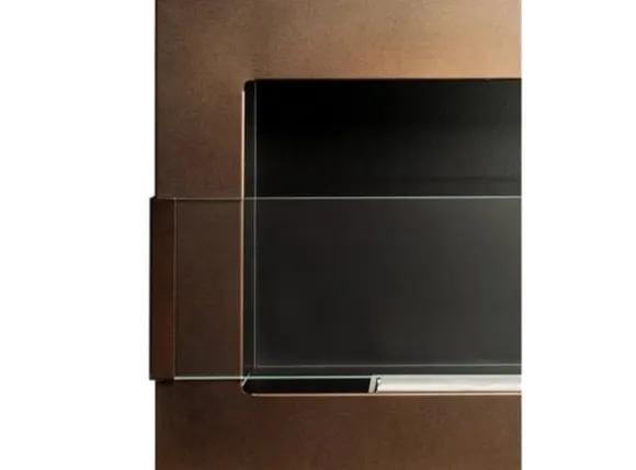 Ethanol pejs Pejs Bio-pejs Vægmonteret biopejs Bioethanolbrænder 65 x 40 x 12 cm brun mat med glas Miljøvenlig pejs