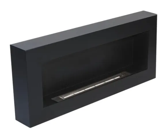 Ethanol pejse Pejse Bio-pejs Hængende Bio pejs Bioethanol Brænder BOX 90 cm x 40 cm x 12 cm Mat sort økologisk pejs