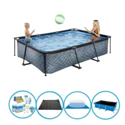 EXIT Swimming Pool Stone Grey - Rammebassin 300x200x65 cm - Combi Deal