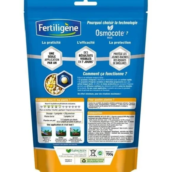 FERTILIGeNE - Langtidsvirkende Osmocote max gødning til citrus- og middelhavsplanter 700 g