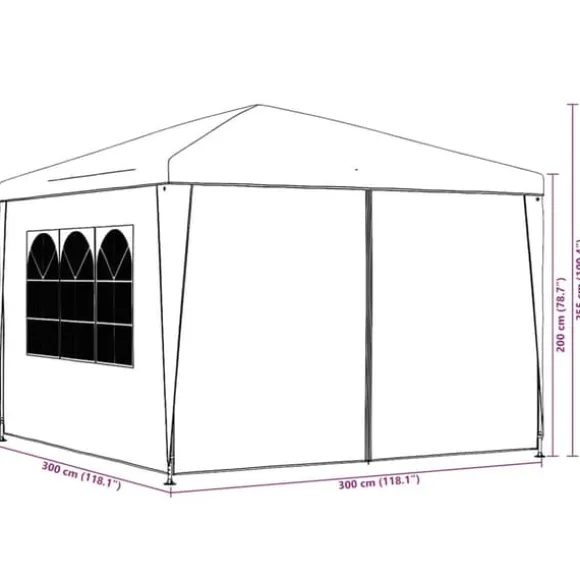 Festtelt 3x3 m - Vandafvisende, UV-bestandigt | Farve: Antracitgrå