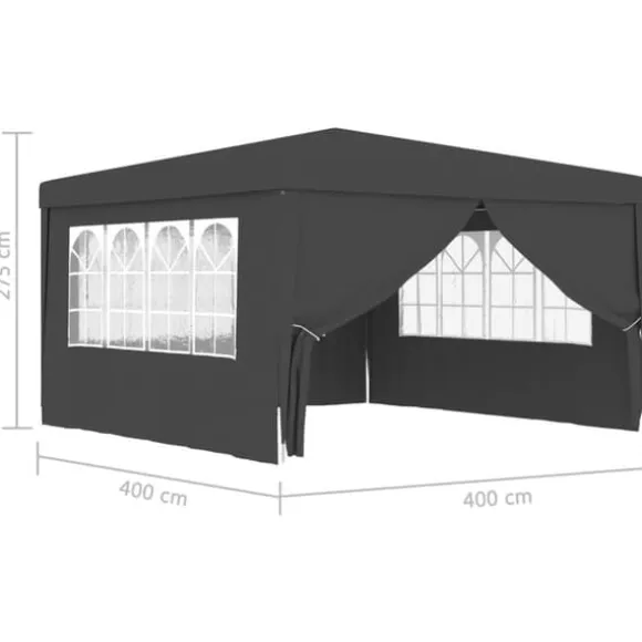 Festtelte & havepavilloner - Living festtelt med sidevægge 4x4 m 90 g/m² antracitgrå