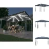Festtelte & havepavilloner - Living pavillon med LED-lyskæder 400x300 cm antracitgrå