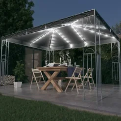 Festtelte & havepavilloner - Living pavillon med LED-lyskæder 400x300 cm antracitgrå