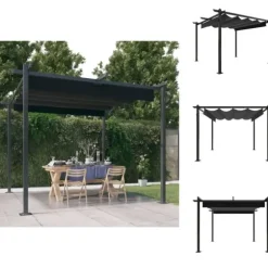 Festtelte & havepavilloner - Living havepavillon med sammenrulleligt tag 3x3 m antracitgrå