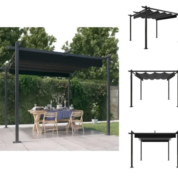 Festtelte & havepavilloner - Living havepavillon med sammenrulleligt tag 3x3 m antracitgrå