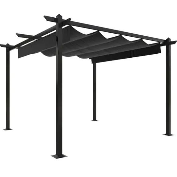 Festtelte & havepavilloner - Living havepavillon med sammenrulleligt tag 3x3 m antracitgrå