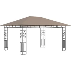 Festtelte & havepavilloner - Living pavillon med myggenet 4x3x2,73 m 180 g/m² gråbrun