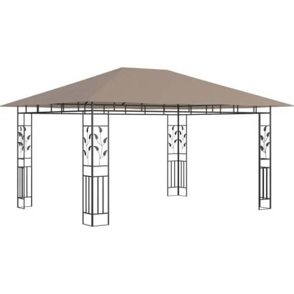 Festtelte & havepavilloner - Living pavillon med myggenet 4x3x2,73 m 180 g/m² gråbrun