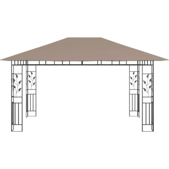 Festtelte & havepavilloner - Living pavillon med myggenet 4x3x2,73 m 180 g/m² gråbrun