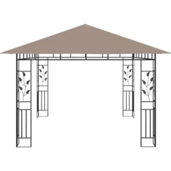 Festtelte & havepavilloner - Living pavillon med myggenet 4x3x2,73 m 180 g/m² gråbrun
