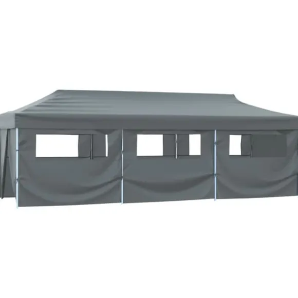 Festtelte & havepavilloner - Living foldbart pop op-festtelt med 8 sidevægge 3 x 9 m antracitgrå