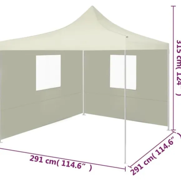 Festtelte & havepavilloner - Living foldbart telt med 2 vægge 3 x 3 m cremefarvet
