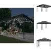 Festtelte & havepavilloner - Living pavillon med dobbelt tag og LED-lyskæder 3x4 m antracitgrå