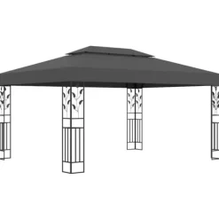 Festtelte & havepavilloner - Living pavillon med dobbelt tag og LED-lyskæder 3x4 m antracitgrå