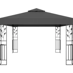 Festtelte & havepavilloner - Living pavillon med dobbelt tag og LED-lyskæder 3x4 m antracitgrå