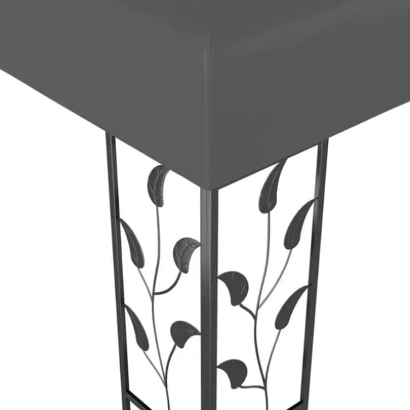 Festtelte & havepavilloner - Living pavillon med dobbelt tag og LED-lyskæder 3x4 m antracitgrå