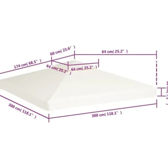 Festtelte & havepavilloner – tage - Living baldakin til pavillon 3x3 m 310 g/m² cremehvid