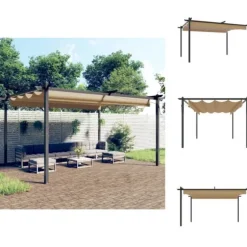 Festtelte & havepavilloner - Living havepavillon med sammenrulleligt tag 4x3 m gråbrun