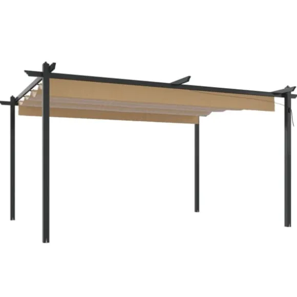 Festtelte & havepavilloner - Living havepavillon med sammenrulleligt tag 4x3 m gråbrun
