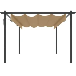 Festtelte & havepavilloner - Living havepavillon med sammenrulleligt tag 4x3 m gråbrun