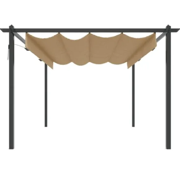 Festtelte & havepavilloner - Living havepavillon med sammenrulleligt tag 4x3 m gråbrun